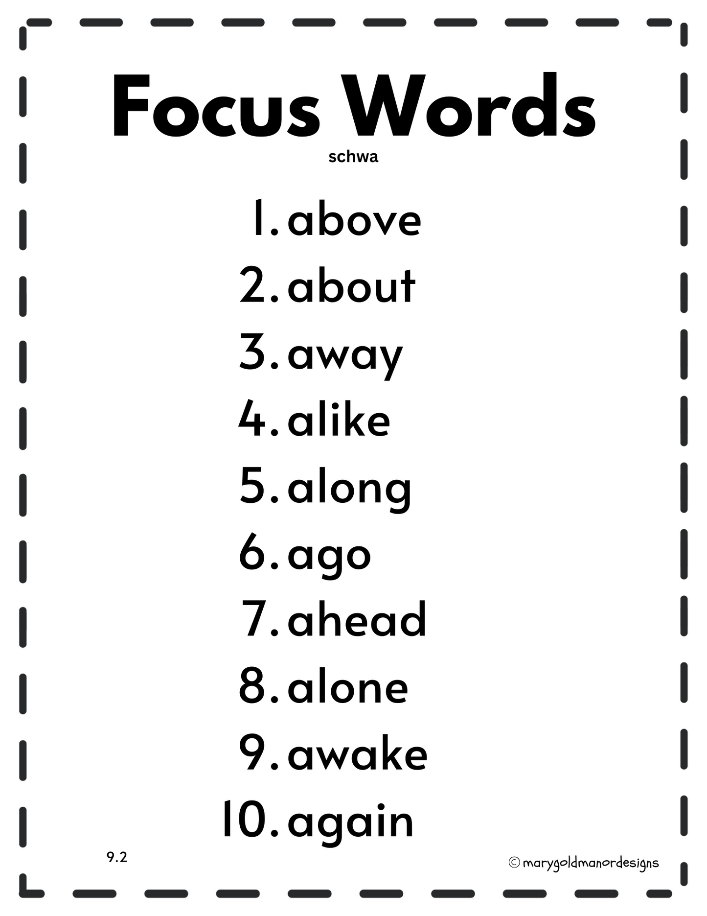 9.2 Focus Words