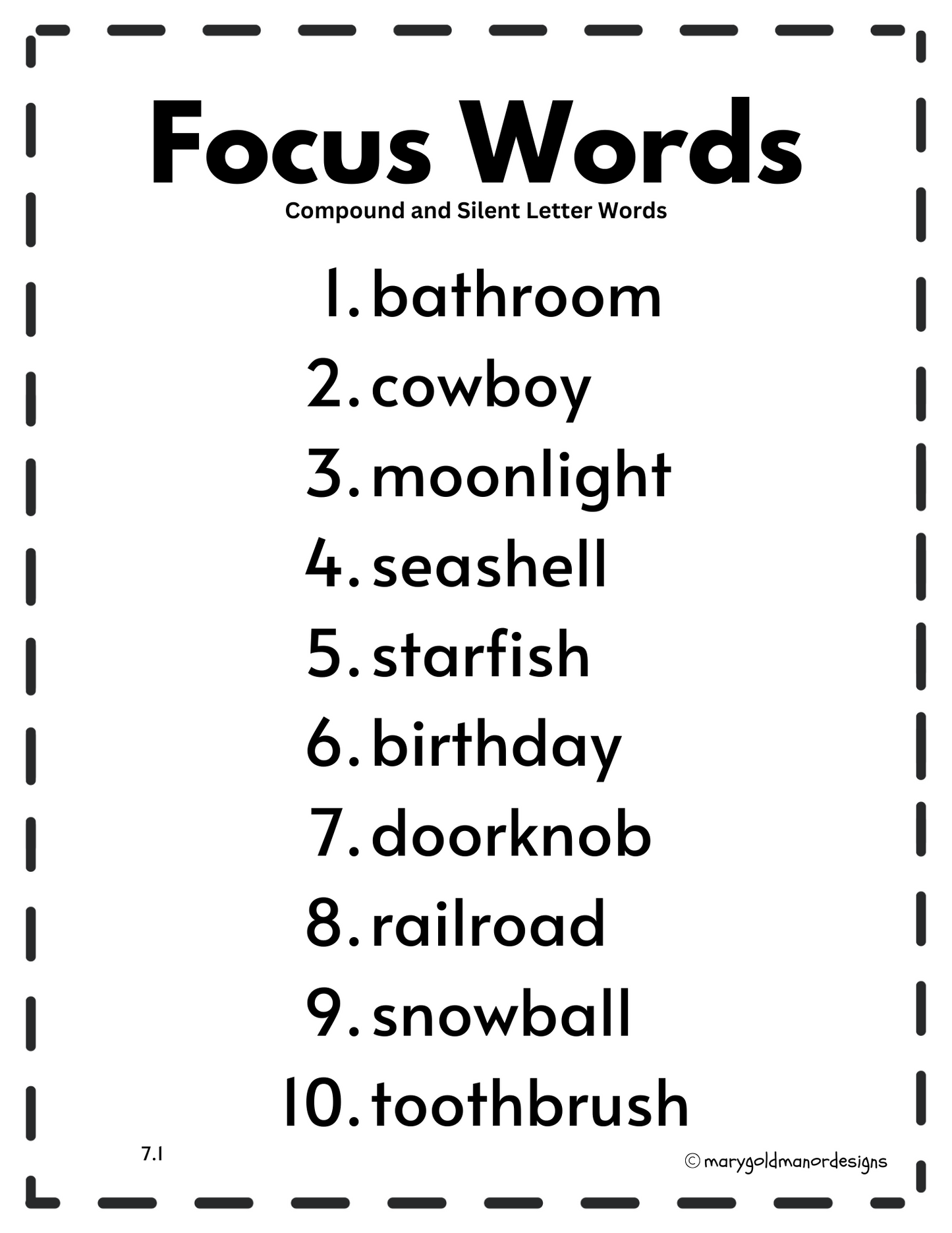7.1 Focus Words