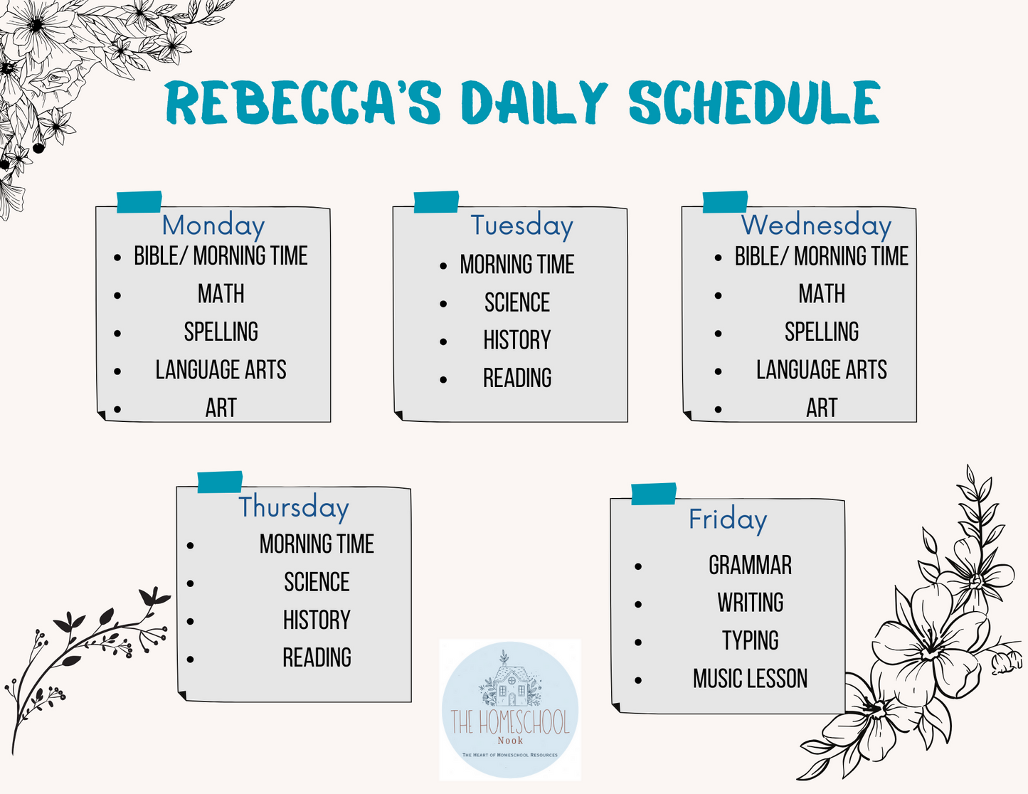 Flowers Homeschool Schedule