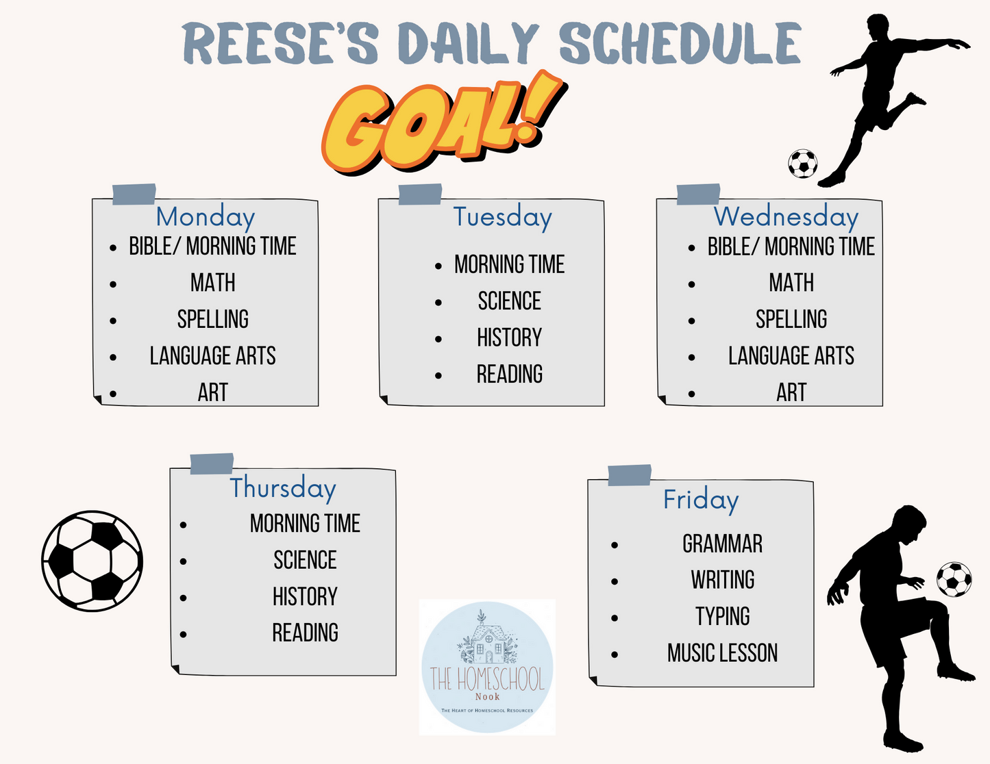 Soccer Homeschool Schedule