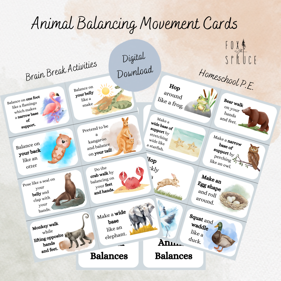 Animal Balancing Movement Cards