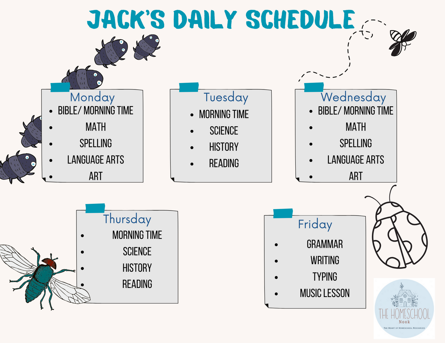 Bug Homeschool Daily Schedule