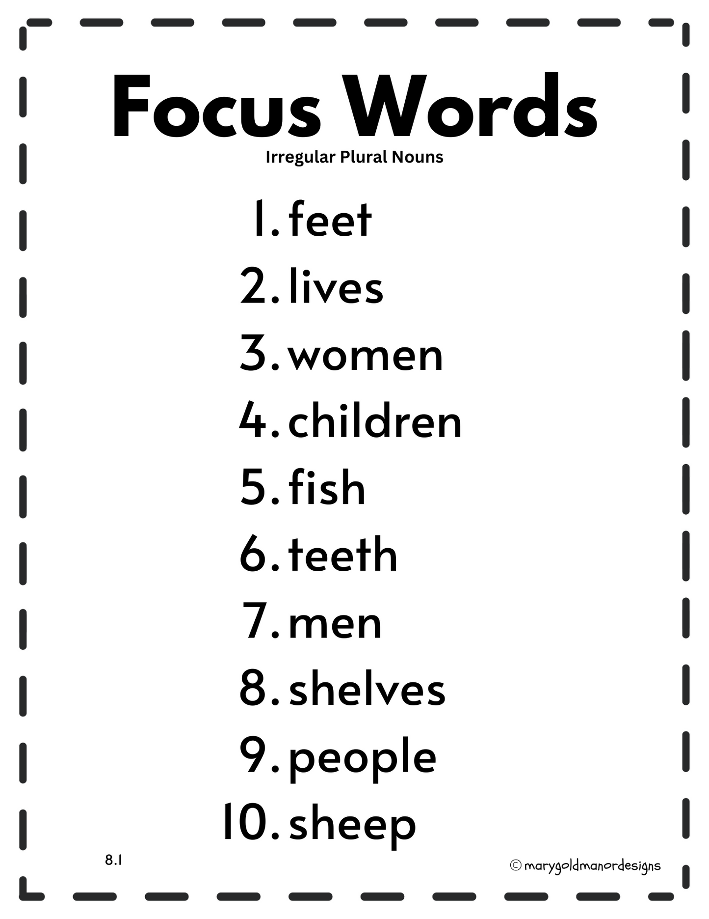 8.1 Focus Words
