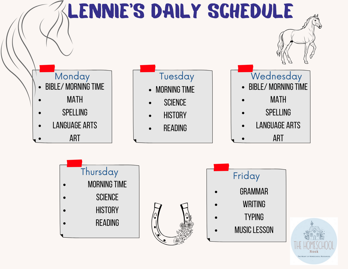 _Horses Printable Homeschool Schedule