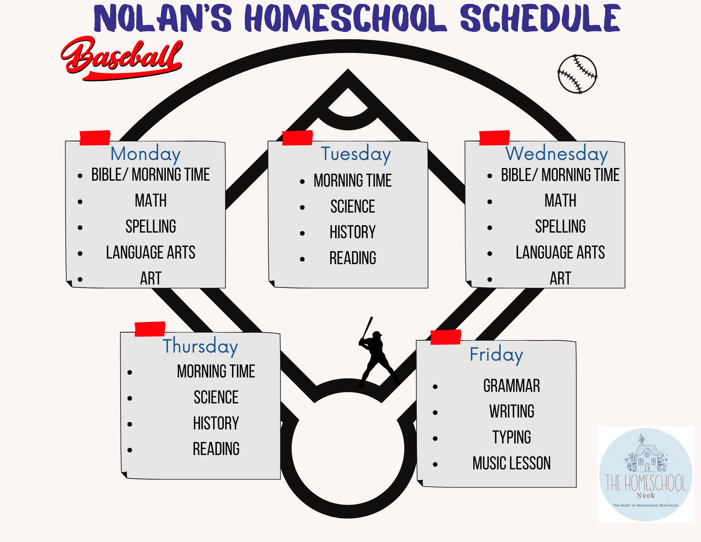 Baseball Printable Homeschool Schedule
